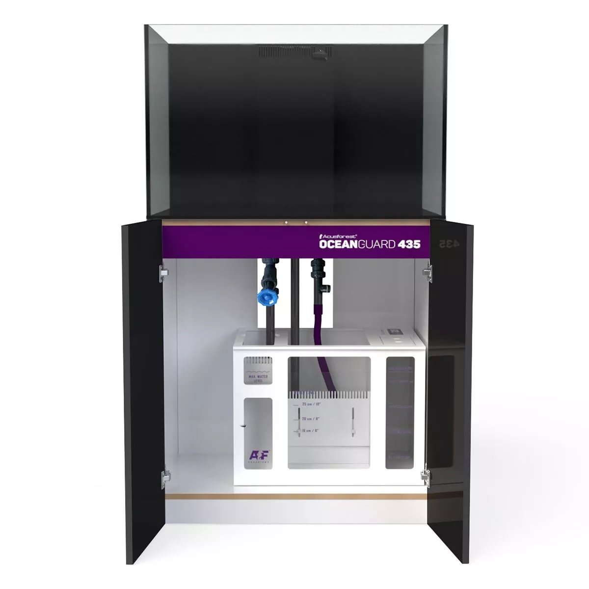 Approximately 80 gallon saltwater aquarium with cabinet and sump